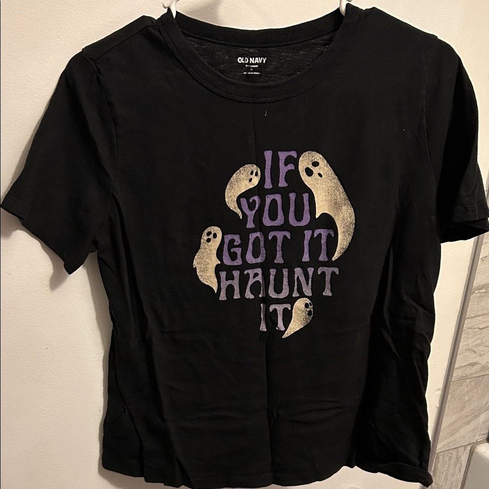 Old Navy Black Tee with Ghost Design